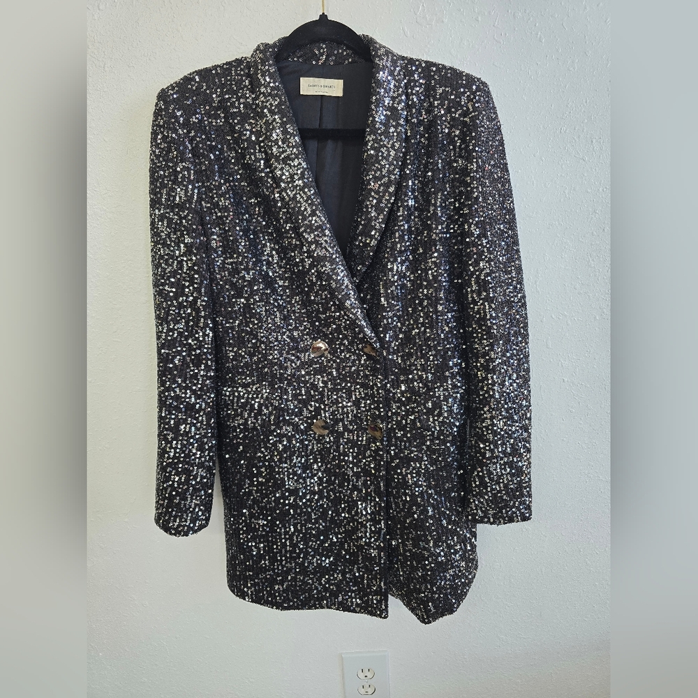 Saints & Hearts Black Ready For Business Sequin Blazer Dress Size Large - Picture 4 of 13